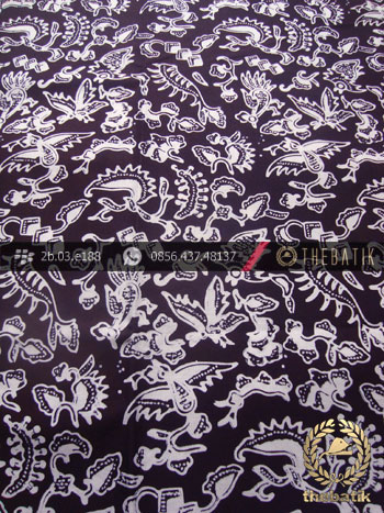 Kain Batik Cap Yogya Motif Burung Kecil Hitam Kelengan
