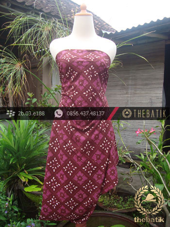 Kain Batik Tulis Yogyakarta Motif Ceplok Kembang Pink Maroon