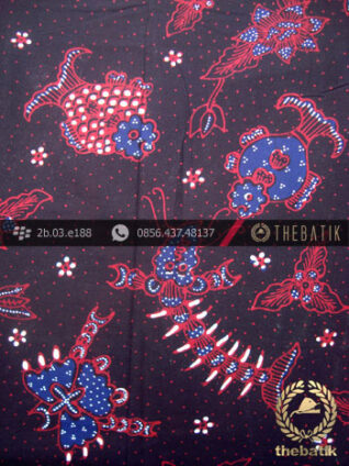 Kain Batik Tulis Yogyakarta Motif Ikan Udang Latar Hitam