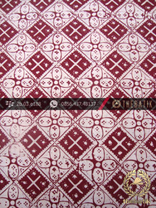 Kain Batik Cap Jogja Motif Kawung Kotak Kelengan Marun