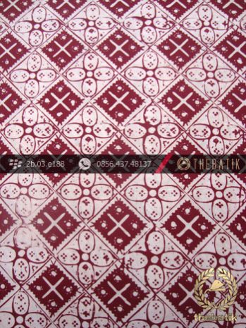Kain Batik Cap Jogja Motif Kawung Kotak Kelengan Marun