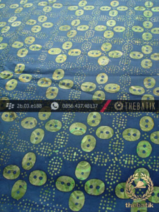 Kain Batik Cap Tulis Solo Motif Kawung Kontemporer Biru Hijau