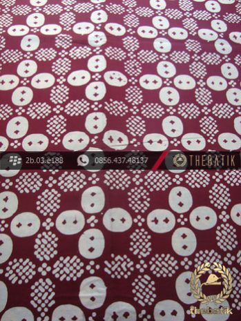 Bahan Batik Cap Motif Kawung Sisik Kelengan Marun
