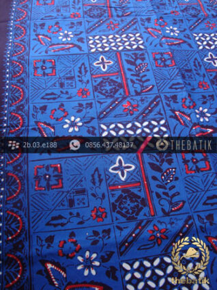 Kain Batik Cap Tulis Yogya Motif Tambal Buketan Biru