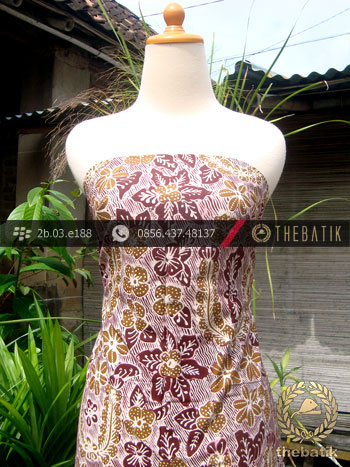 Kain Batik Tulis Yogyakarta Motif Bantulan Kuning Marun