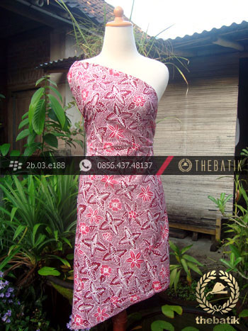 Kain Batik Tulis Yogyakarta Motif Bantulan Merah Pink
