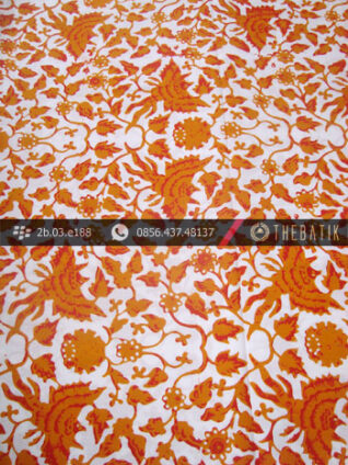 Kain Batik Cap Yogyakarta Motif Burung Jingga