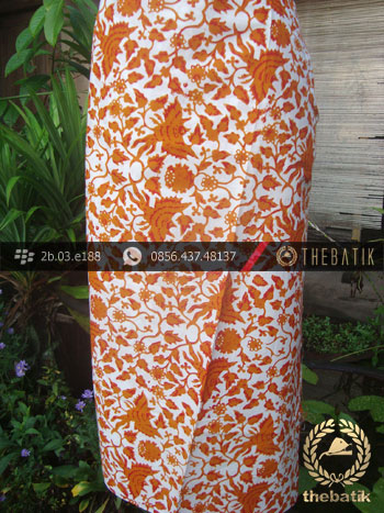 Kain Batik Cap Yogyakarta Motif Burung Jingga
