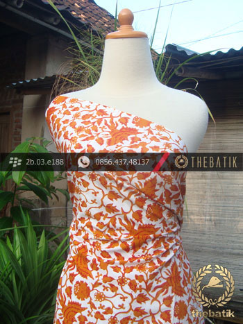 Kain Batik Cap Yogyakarta Motif Burung Jingga