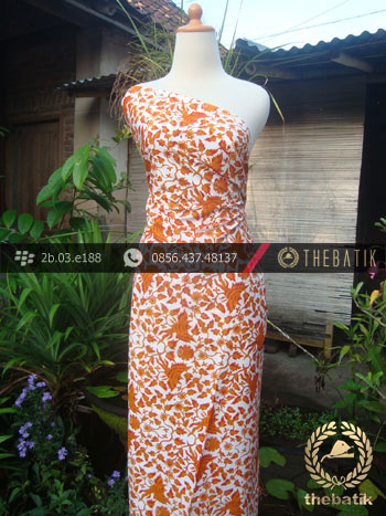 Kain Batik Cap Yogyakarta Motif Burung Jingga