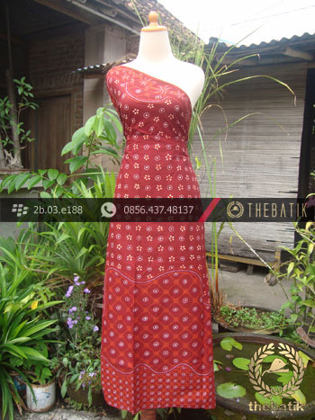 Kain Batik Tulis Yogyakarta Motif Pulau Kombinasi Merah