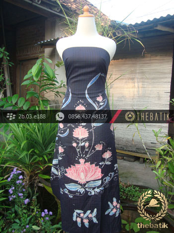 Batik Tulis Sutera Coletan Jogja Buketan Latar Biru-1
