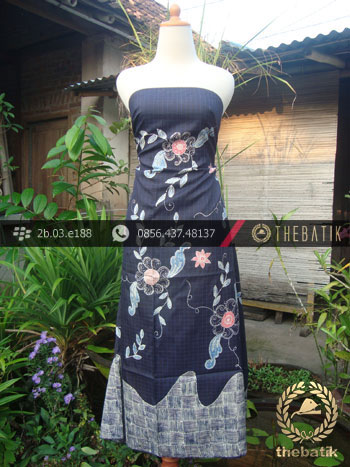 Batik Tulis Sutera Coletan Jogja Motif Buketan Latar Biru-2