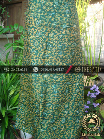 Jual Batik  Tulis  Lasem  Sutera Motif Ukel Hijau  Emas 