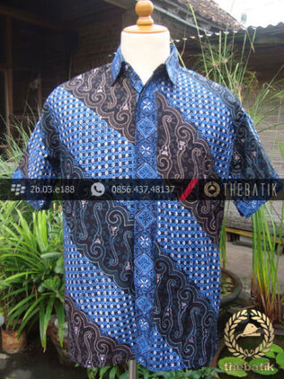 Kemeja Batik Seragam Motif Parang Kontemporer Biru-4
