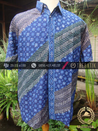 Kemeja Batik Seragam Motif Parang Kontemporer Biru-5