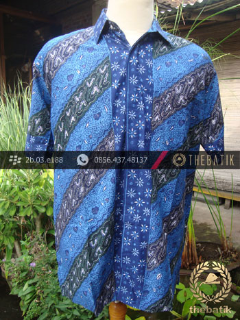 Kemeja Batik Seragam Motif Parang Kontemporer Biru-6