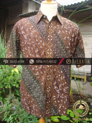 Kemeja Batik Seragam Motif Parang Kontemporer Coklat