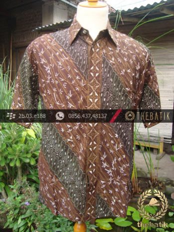 Kemeja Batik Seragam Motif Parang Kontemporer Coklat
