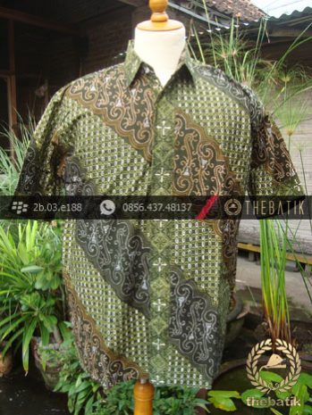 Kemeja Batik Seragam Motif Parang Kontemporer Hijau-3