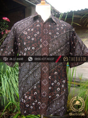 Kemeja Batik Seragam Motif Parang Kontemporer Hitam-2