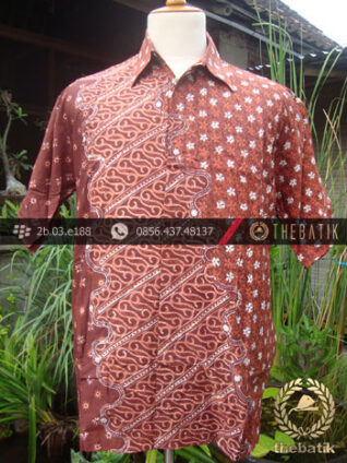 Kemeja Batik Seragam Motif Parang Kontemporer Jingga-1