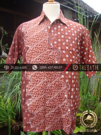 Kemeja Batik Seragam Motif Parang Kontemporer Jingga-1