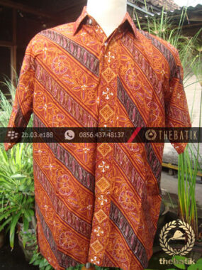Kemeja Batik Seragam Motif Parang Kontemporer Jingga-2