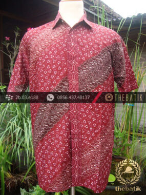 Kemeja Batik Seragam Motif Parang Kontemporer Merah-1