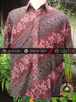 Kemeja Batik Seragam Motif Parang Kontemporer Merah-2