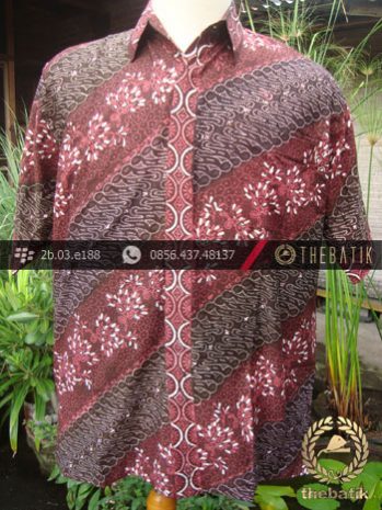 Kemeja Batik Seragam Motif Parang Kontemporer Merah-2