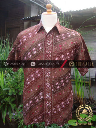 Kemeja Batik Seragam Motif Parang Seling Merah-4