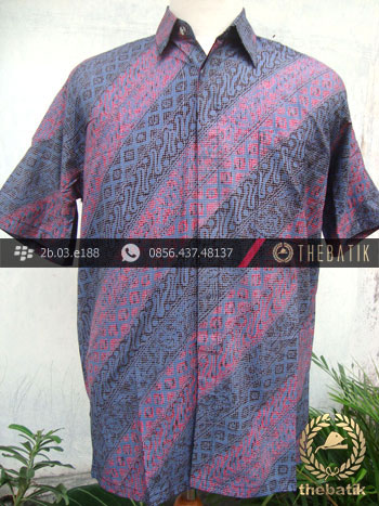Kemeja Batik Seragam Motif Parang Kontemporer Ungu Biru