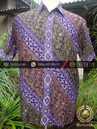 Kemeja Batik Seragam Motif Parang Kontemporer Ungu Merah