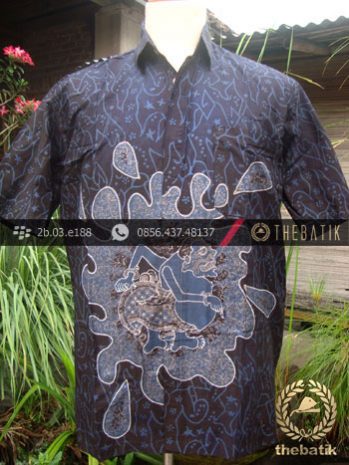 Kemeja Batik Seragam Motif Semar Biru Kombinasi