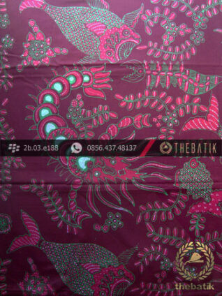 Kain Batik Tulis Yogyakarta Motif Ikan Pink Hijau
