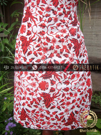 Kain Batik Cap Yogyakarta Motif Burung Merah Latar Putih