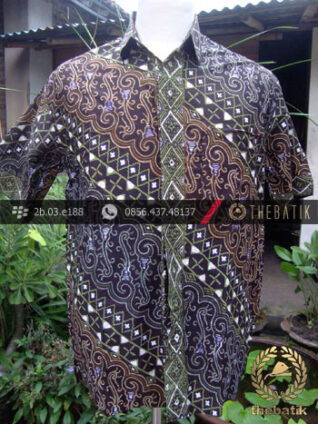 Kemeja Batik Seragam Motif Parang Kontemporer Biru Hijau