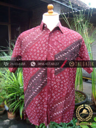 Kemeja Batik Seragam Motif Parang Seling Merah-3