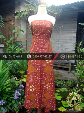Kain Batik Tulis Yogyakarta Motif Sekarjagad Marun Kuning