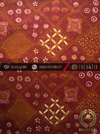 Kain Batik Tulis Yogyakarta Motif Sekarjagad Marun Kuning