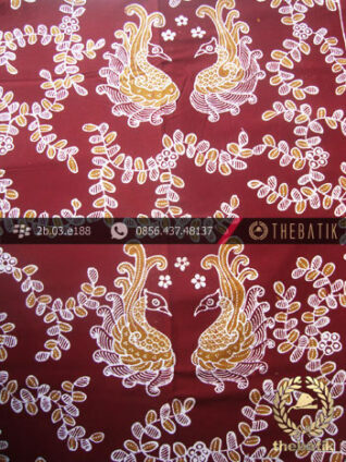 Kain Batik Tulis Yogyakarta Motif Angsa Kembar Marun