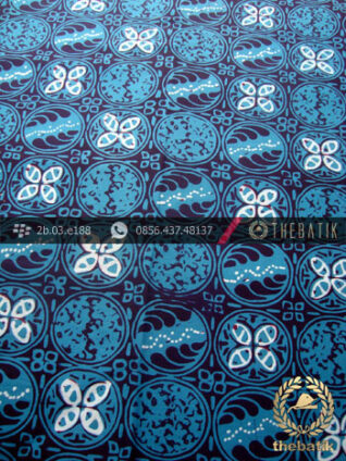 Kain Batik Cap Tulis Jogja Motif Kawung Kontemporer Biru