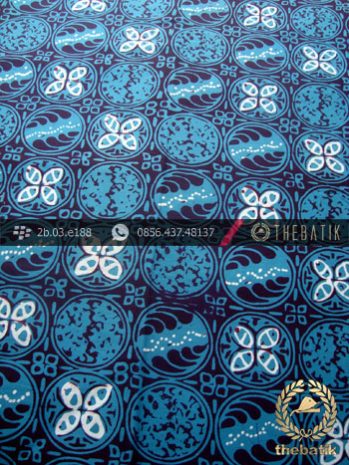 Kain Batik Cap Tulis Jogja Motif Kawung Kontemporer Biru