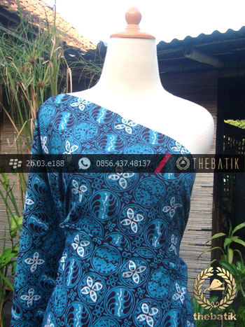 Kain Batik Cap Tulis Jogja Motif Kawung Kontemporer Biru