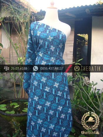 Kain Batik Cap Tulis Jogja Motif Kawung Kontemporer Biru