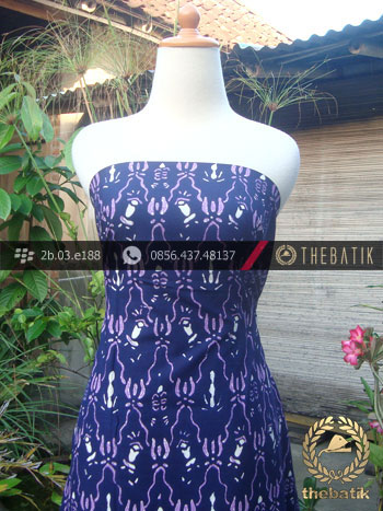 Kain Batik Cap Tulis Jogja Motif Kantil Biru Ungu