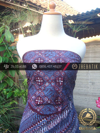 Kain Batik Cap Tulis Jogja Motif Pulau Kontemporer Biru