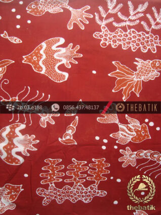 Kain Batik Tulis Yogya Motif Ikan Merah Bata