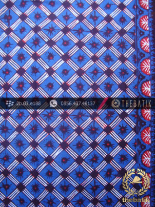 Kain Batik Cap Tulis Jogja Motif Kotak Biru